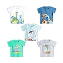 YUV Infant Baby Boys &amp; Girls 100% Cotton Printed Multicolor Half Sleeve T Shirts - 0 to 24 Months Babies, Pack of 5