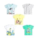 YUV Infant Baby Boys &amp; Girls 100% Cotton Printed Multicolor Half Sleeve T Shirts - 0 to 24 Months Babies, Pack of 5
