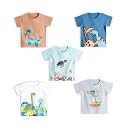 YUV Infant Baby Boys &amp; Girls 100% Cotton Printed Multicolor Half Sleeve T Shirts - 0 to 24 Months Babies, Pack of 5