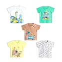 YUV Infant Baby Boys &amp; Girls 100% Cotton Printed Multicolor Half Sleeve T Shirts - 0 to 24 Months Babies, Pack of 5