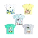 YUV Infant Baby Boys &amp; Girls 100% Cotton Printed Multicolor Half Sleeve T Shirts - 0 to 24 Months Babies, Pack of 5