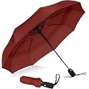 YUVORA Folding Travel Umbrella, Reinforced Windproof Umbrella, Compact, Automatic, Lightweight, Strong &amp; Portable Umbrella for rain- Men and Women (Maroon)