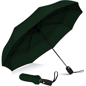uv protection green umbrella  automatic open close  3 fold large travel umbrella for rain amp sun  windproof folding umbrella for men women kids