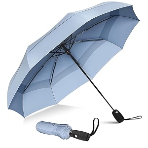 uv protection sky blue umbrella  automatic open close  3 fold large travel umbrella for rain amp sun  windproof folding umbrella for men women kids