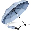 UV Protection Sky Blue Umbrella | Automatic Open Close | 3 Fold Large Travel Umbrella for Rain & Sun | Windproof Folding Umbrella for Men, Women, Kids