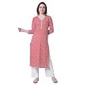 YUVVIK Womens Cotton Lehariya Print Straight Kurti
