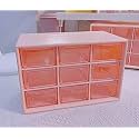 Nixby Acrylic Drawer Storage Box, Black, 9 Grid, Rectangular, 4.72 X 7.08 X 3.93 Inches, Off-Pink, 10 x 12 x 18 Centimeters