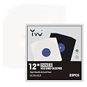 YVW 25Pcs Vinyl Record Inner Sleeves, White Kraft Paper Record Sleeves with Poly Lined for 12" Records, Corner Cut Design Acid Free Album Covers, Vinyl Record Album Covers LP Jacket Protective