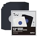 YVW 50Pcs Vinyl Record Inner Sleeves, Black Kraft Paper Record Sleeves with Poly Lined for 12" Records, Comer Cut Design Acid Free Album Covers, Vinyl Record Album Covers LP Jacket Protective