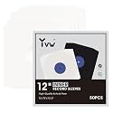 YVW 50Pcs Vinyl Record Inner Sleeves, White Kraft Paper Record Sleeves with Poly Lined for 12" Records, Corner Cut Design Acid Free Album Covers, Vinyl Record Album Covers LP Jacket Protective