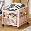 YVYKFZD Metal Slim Storage Cart, 2/3/4-Tier Narrow Storage Cabinet, Rolling Utility Cart with Drawer and Wheels, Mobile Kitchen Carts, Space Saving Bathroom Organizer(Pinks,2 Tier 12.5"x15.7"x17.3")