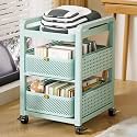 YVYKFZD Metal Slim Storage Cart, 2/3/4-Tier Narrow Storage Cabinet, Rolling Utility Cart with Drawer and Wheels, Mobile Kitchen Carts, Space Saving Bathroom Organizer(Cyan,3 Tier 12.5"x15.7"x26.3")