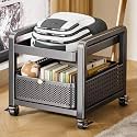 YVYKFZD Metal Slim Storage Cart, 2/3/4-Tier Narrow Storage Cabinet, Rolling Utility Cart with Drawer and Wheels, Mobile Kitchen Carts, Space Saving Bathroom Organizer(Black,2 Tier 12.5"x15.7"x17.3")