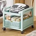 YVYKFZD Metal Slim Storage Cart, 2/3/4-Tier Narrow Storage Cabinet, Rolling Utility Cart with Drawer and Wheels, Mobile Kitchen Carts, Space Saving Bathroom Organizer(Cyan,2 Tier 12.5"x15.7"x17.3")
