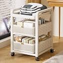 YVYKFZD Metal Slim Storage Cart, 2/3/4-Tier Narrow Storage Cabinet, Rolling Utility Cart with Drawer and Wheels, Mobile Kitchen Carts, Space Saving Bathroom Organizer(White,3 Tier 12.5"x15.7"x26.3")