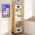 YVYKFZD Narrow Standing Shelf, Wooden Slim Storage Cart, Rolling Kitchen Utility Cart with Wheels, Freestanding Bathroom Organizer, for Dining Room, Pantry, Bakers(Wood,6 Tier 18.1"x10.2"x62.7")