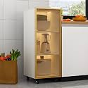 YVYKFZD Slim Storage Cart, Narrow Storage Cabinet, Rolling Utility Carts with Wheels and Tempered Glass Doors, Mobile Kitchen Cart, Bathroom Organizer, No Lighting(White+B,3 Tier 11.8"x15.7"x40.9")