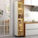 YVYKFZD Slim Storage Cart, Narrow Storage Cabinet, Rolling Utility Carts with Wheels and Tempered Glass Doors, Mobile Kitchen Cart, Bathroom Organizer, No Lighting(White+B,6 Tier 7.8"x11.8"x77.9")