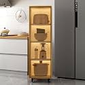 YVYKFZD Slim Storage Cart, Narrow Storage Cabinet, Rolling Utility Carts with Wheels and Tempered Glass Doors, Mobile Kitchen Cart, Bathroom Organizer, No Lighting(White+B,4 Tier 11.8"x15.7"x54.3")