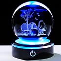 YWHL 3D Crystal Elephant Figurine Ball, Glass Elephant Gifts for Women Men
