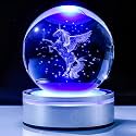 YWHL 3D Crystal Unicorn Gifts for Women with Colorful LED Base Laser Engraved 3.14'' Glass Animals Unicorn Figurine Ball Home Room Decorations
