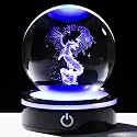 YWHL 3D Dragon Figurine Crystal Ball, Gifts for Women Men on Birthday