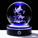 YWHL 3D Sea Turtles Crystal Ball Figurine with LED Base, Laser Sea Turtle Gifts for Women Men on Birthday Christmas, Glass Decorative Turtle Statue Ball Night Light for Home Decor (80mm)
