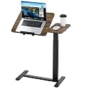 Ywin Flip Overbed Table, Hidden Wheels, Pneumatic Lift, Bedside Sofa Walnut