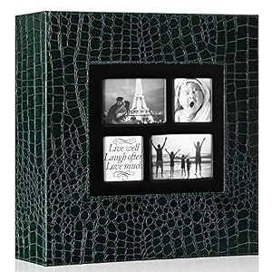 ywlake photo album 4x6 600 pockets photos croco extra large capacity family wedding picture albums holds 600 horizontal and vertical photos green