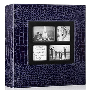 ywlake photo album 4x6 1000 pockets photos croco extra large capacity family wedding picture albums holds 1000 horizontal and vertical photos blue