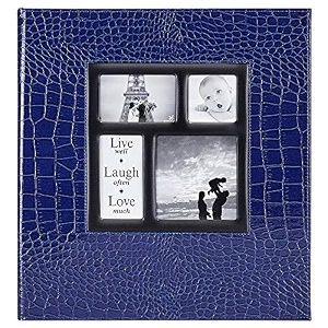 ywlake photo album 4x6 600 pockets photos croco extra large capacity family wedding picture albums holds 600 horizontal and vertical photos blue