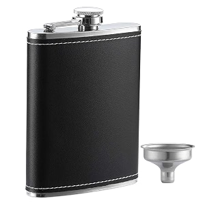 1 pack flask for liquor and funnel premium 8 oz leak proof 188 stainless steel pocket hip flask with black leather cover great gift idea flask