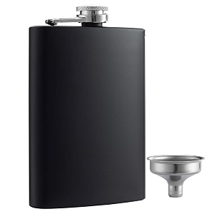 8 oz matte black pocket liquor whiskey hip flask with funnel stainless steel and leak proof