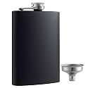 8 oz Matte Black Pocket Liquor Whiskey Hip Flask with Funnel, Stainless Steel and Leak Proof