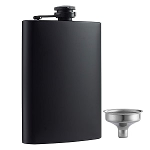 hip flask for liquor matte black 8 oz stainless steel leakproof with funnel great gift idea flask
