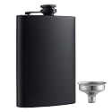 Hip Flask for Liquor Matte Black 8 Oz Stainless Steel Leakproof with Funnel, Great Gift Idea Flask