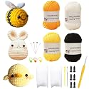 YWQZBHEMO 3 Pattern Crochet Kits - Crochet 3 Different Patterns Sets for Beginners/Experts - Rabbit, Chicken, Bee for Adult Starters, Includes Enough Yarns, Hook, Accessories
