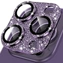 YWXTW for iPhone 14 Pro/iPhone 14 Pro Max Camera Lens Protector, [4TH Gen New Bling Design] Glitter Shiny Diamond Metal Ring Tempered Glass Back Camera Screen Protector Lens Cover (Purple)
