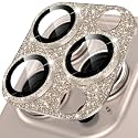 YWXTW for iPhone 16 Pro/iPhone 16 Pro Max Camera Lens Protector, [New Glitter Design] Full Bling Sparkly Diamond Tempered Glass Screen Protector Metal Camera Cover Accessories (Desert Titanium)