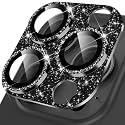 YWXTW for iPhone 16 Pro/iPhone 16 Pro Max Camera Lens Protector, [New Glitter Design] Full Bling Sparkly Diamond Tempered Glass Screen Protector Metal Camera Cover Accessories (Black Titanium)