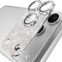 YWXTW for iPhone 17 Pro Max Camera Lens Protector, [Upgraded Glitter Design] Full Bling Sparkly Diamond Tempered Glass Screen Protector Metal Camera Cover Accessories (Glitter Silver, iPhone 17 Pro Max)