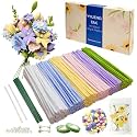 YYUENGTAK 500 Pcs Pipe Cleaner Flower kit with tutoria,Pipe Cleaners Craft(6 Colors)，Chenille Stems Flowers Craft kit with 20 pcs Green Floral Wires,Gardening Tape,Stamen(2 Colors),Pearl Beads,pompoms