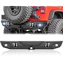 YZONA for Jeep Wrangler JK JKU Rear Bumper Compatible with 2007 2008 2009 2010 2011 2012 2013 2014 2015 2016 2017 2018 Jeep Wrangler JK JKU Unlimited with 2 x LED Lights, D-Rings & 2" Hitch Receiver