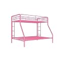 Twin-Over-Full Bunk Bed with Metal Frame and Ladder, Space-Saving Design, Pink
