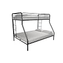Twin-Over-Full Bunk Bed with Metal Frame and Ladder, Space-Saving Design, Black