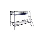 Twin-Over-Full Bunk Bed with Metal Frame and Ladder, Space-Saving Design, Blue