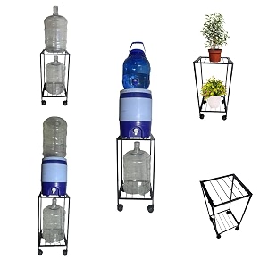 a to z hub 2-tier water bottle stand  360 rolling wheels  sturdy amp rust-proof metal  space-saving design  holds 20l bottles  supports 80kg  ideal for home or office34