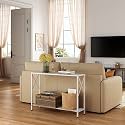 Console Table, Industrial entryway Table, Narrow Sofa Table with Shelves, Entrance Table for Entryway, Hallway,Living Room, Foyer,Corridor,Office, White (Metal)