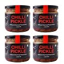 ZAAIKA Chilli Pickle Low Oil Indian Traditional Home Made Stuffed Mirchi Ka Achaar | Laal Mirch Bharwa Indian Mirch Achar | No Preservative 1.2kg (Pack of 4-300Gm Each)