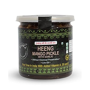 zaaika garlic heeng mango pickle low oil indian traditional home made hing garlic achaar  aam ka aachar no preservatives 450gm